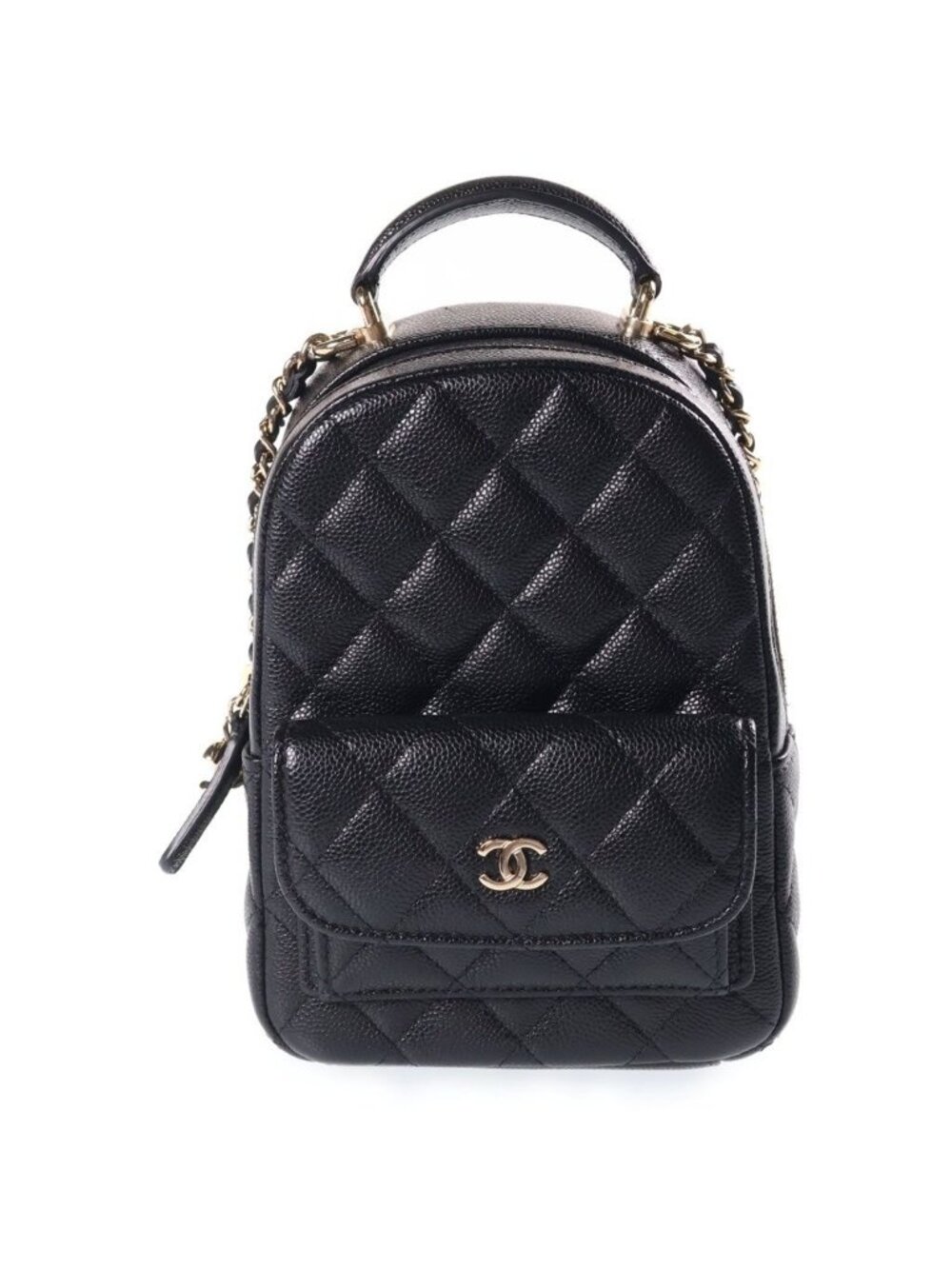 Chanel Mini Backpack Black Caviar Leather Gold